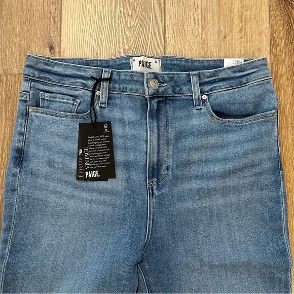 Paige Claudine High-Rise Ankle Flare Raw Hem Medium Wash Denim Jeans Size 31 NWT - Picture 4 of 10